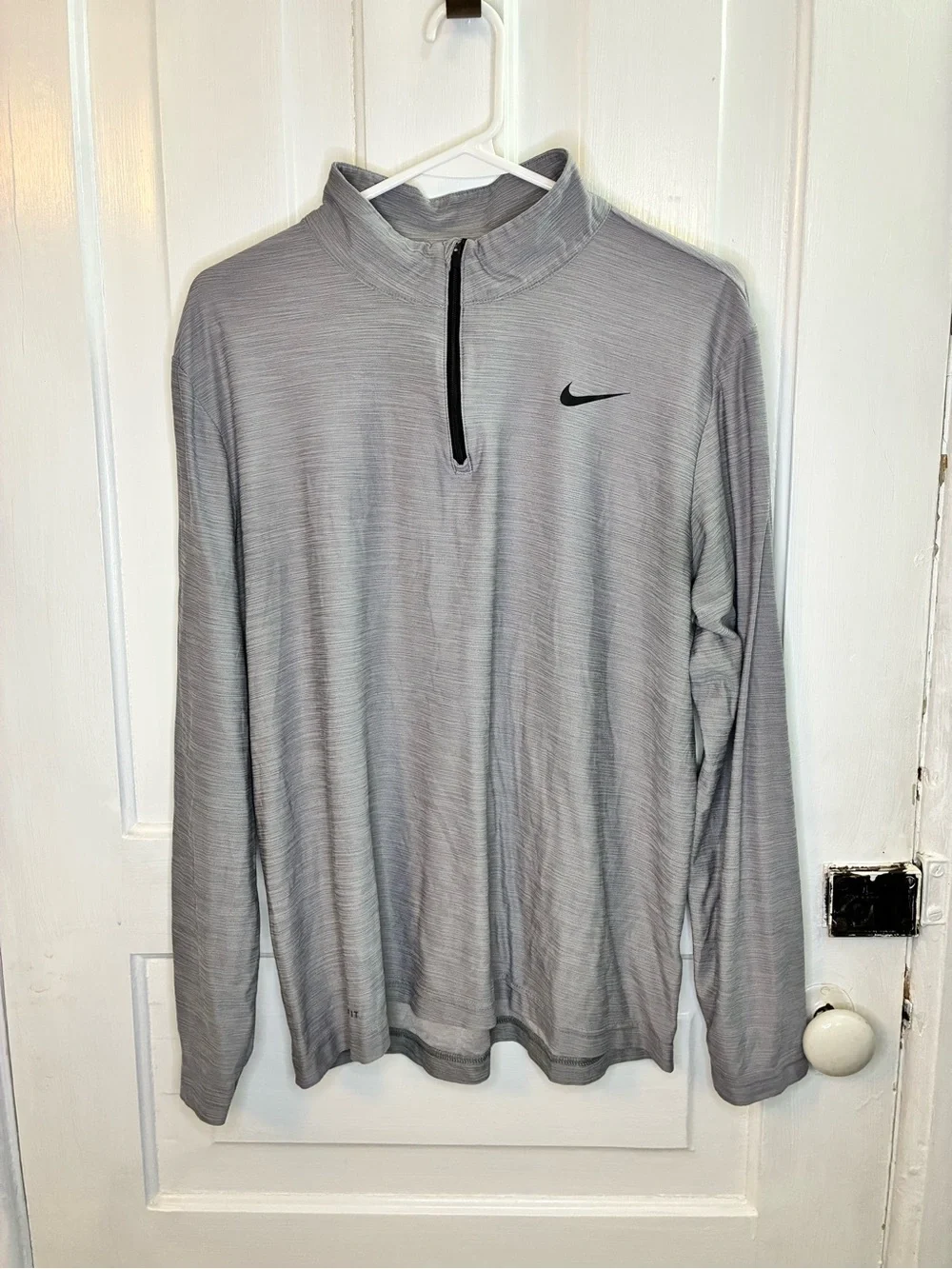 Nike Light Gray Quarter-Zip Long Sleeve Performance Top